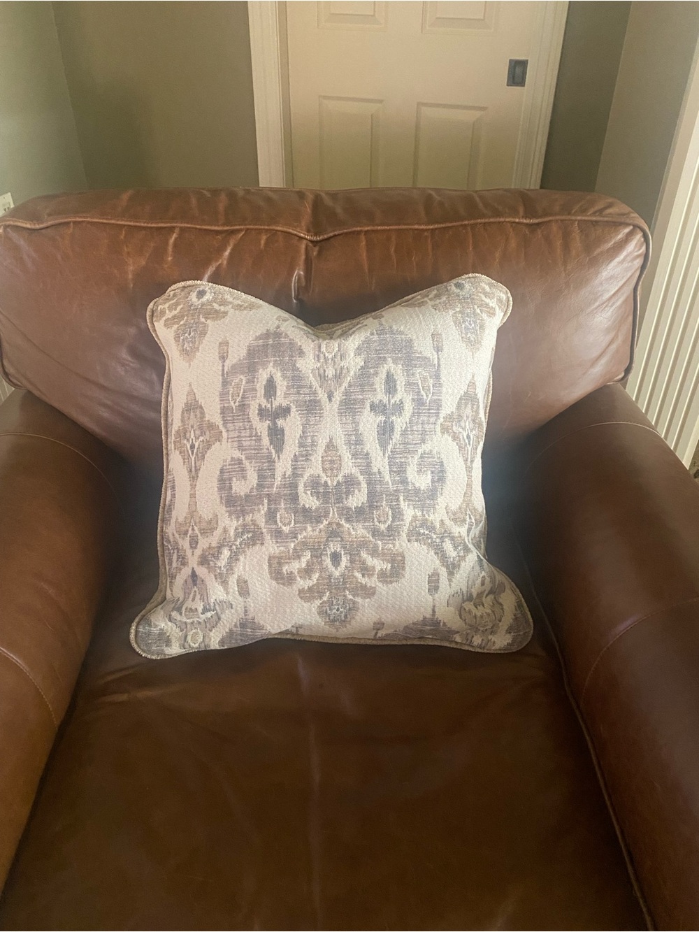 Decorative Taupe and Cream Damask Throw Pillow Cover Set - Brand Unknown